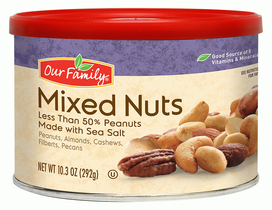 Our Family  mixed nuts, less than 50% peanuts with sea salt Full-Size Picture